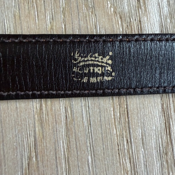 Vintage Gucci Leather Belt Gold Double Ring Buckle Brown - Size 65 XS / Small - Picture 3 of 4